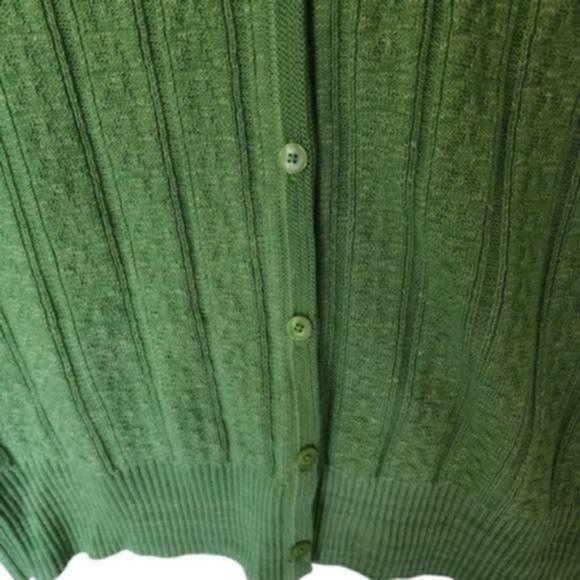 St. John Green Cable Knit Cardigan Sweater size M Medium Wool Blend - Picture 7 of 12